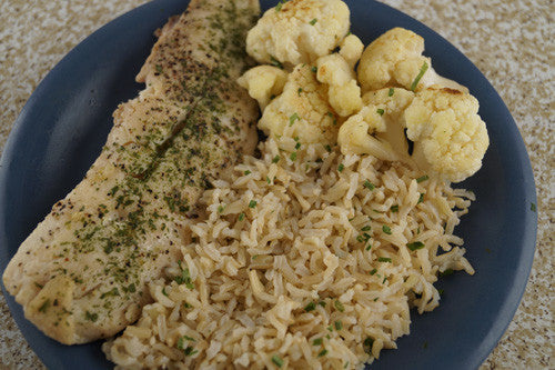 Cajun-Style Cod with Sauteed Cauliflower & Rice