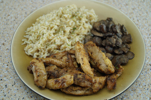 Pan-Fried Pork Chop with Balsamic Mushrooms & Quinoa