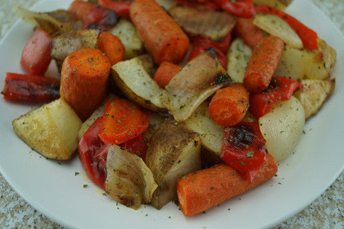 Hassle-Free Garlic-Rosemary Roasted Potatoes, Onions, Peppers & Carrots