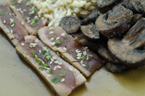 Seared Ahi Tuna with Rice & Mushrooms