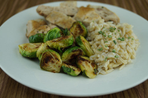 Pan-Seared Chicken with Brussels Sprouts and Rice