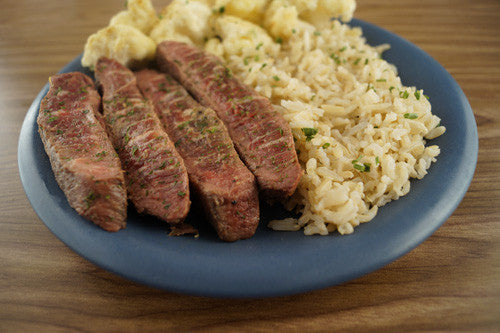 Pan-Seared Steak with Cauliflower & Rice