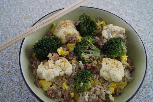 Chicken & Egg Fried Rice with Broccoli & Cauliflower