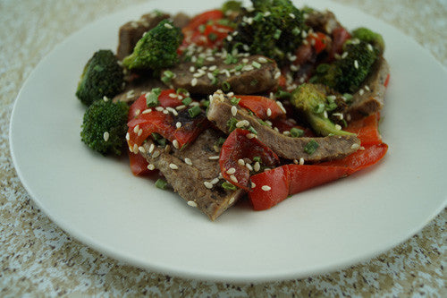 Sesame Steak Stir-Fry with Broccoli & Bell Peppers Skillit Cooking