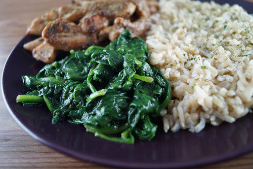 Sesame-Garlic Pork Chop & Spinach with Rice