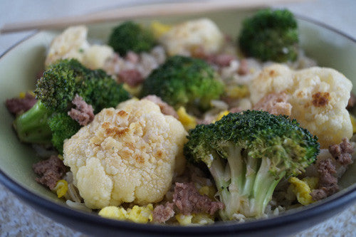Protein-Packed Egg-Fried Rice with Ground Turkey, Broccoli & Cauliflower