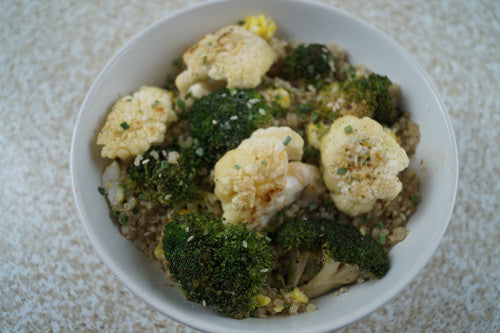Loaded Quinoa Bowl with Broccoli, Cauliflower & Ground Pork