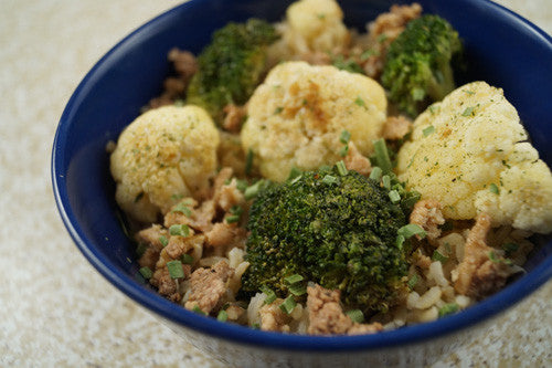 Meat & Veggie Fried Rice: Broccoli, Cauliflower, Ground Turkey