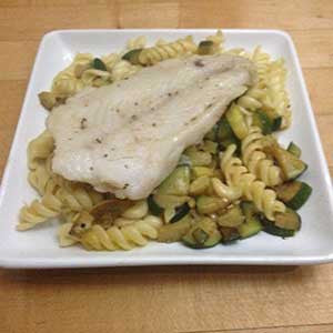 squash-and-zucchini-pasta-with-pan-cooked-cod-skillit-simple-easy-recipes-dinner-skillet