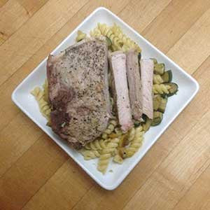squash-and-zucchini-pasta-with-pan-fried-pork-chop-skillit-simple-easy-recipes-dinner-skillet